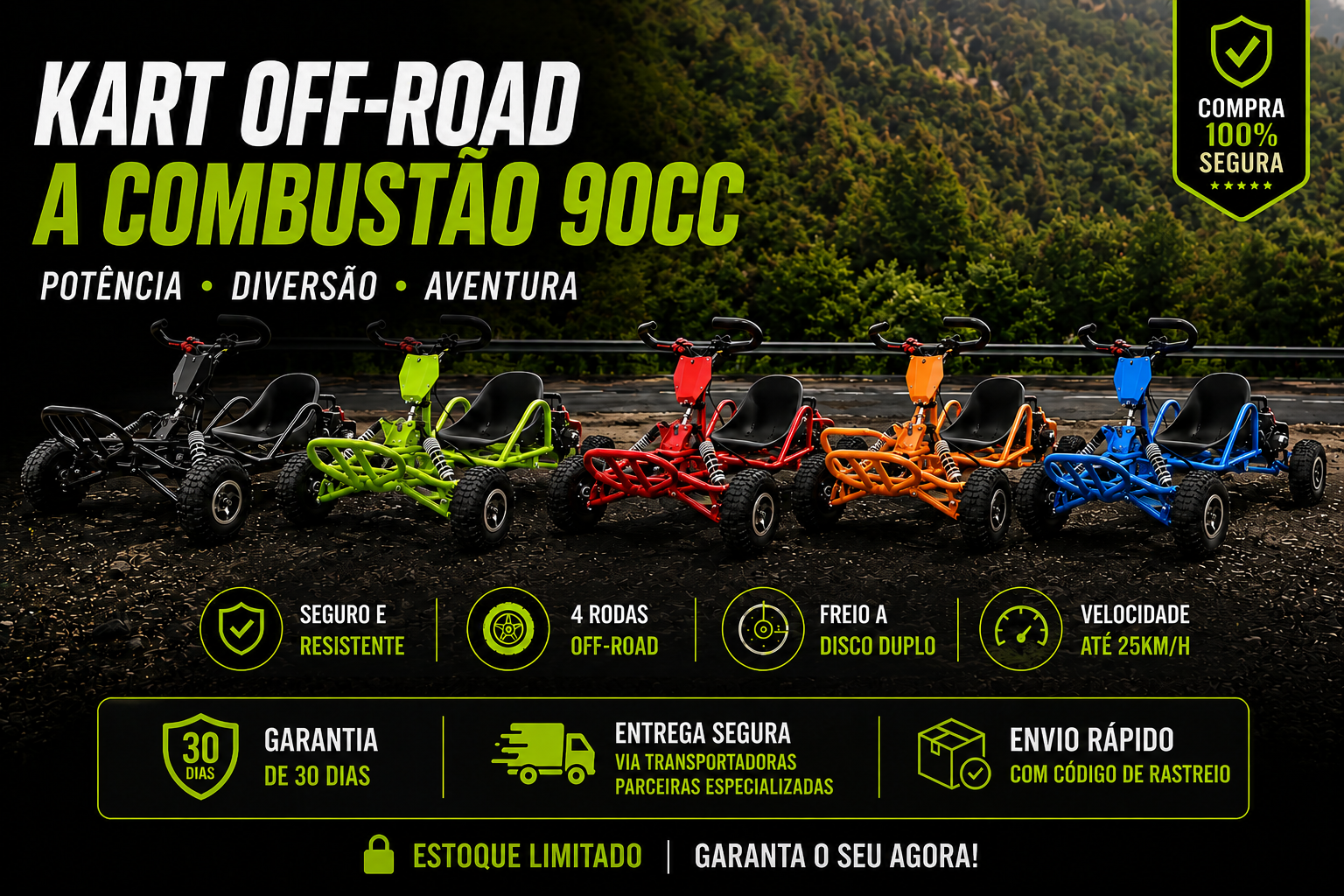 Kart Off-Road a combustão 90cc - compra segura